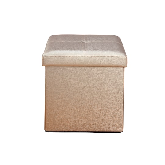 Simplify Metallic Faux Leather Folding Storage Ottoman Cube